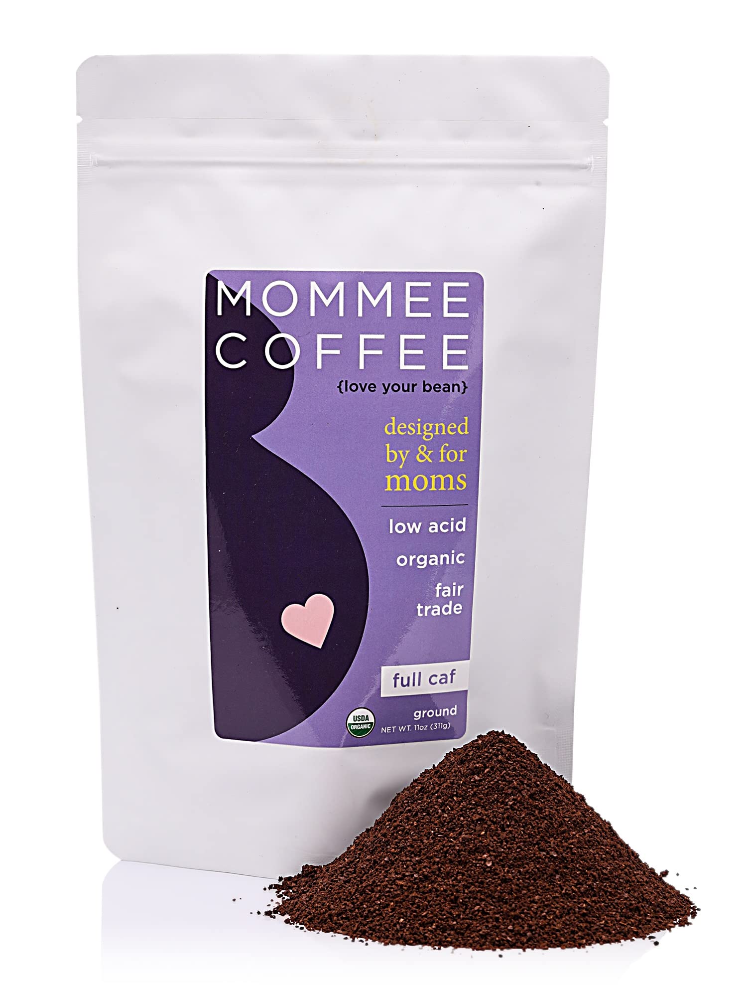 Mommee Coffee Full Caf Ground Low Acid Coffee – Organic Arabica, Caram ...