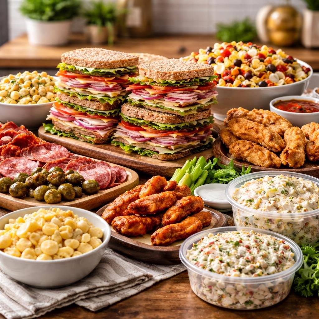 Assorted deli meats, cheeses, and ready sides