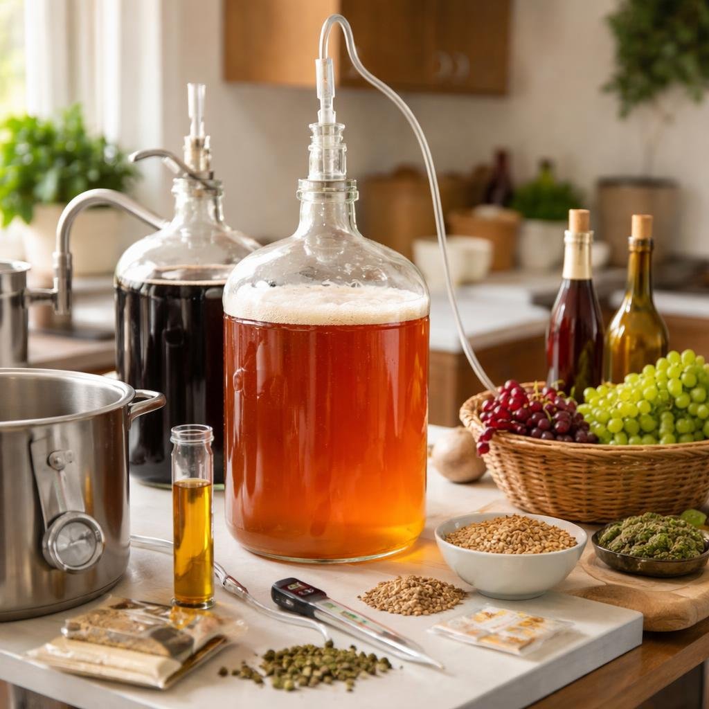 Home brewing and winemaking ingredients for fermentation and clarity