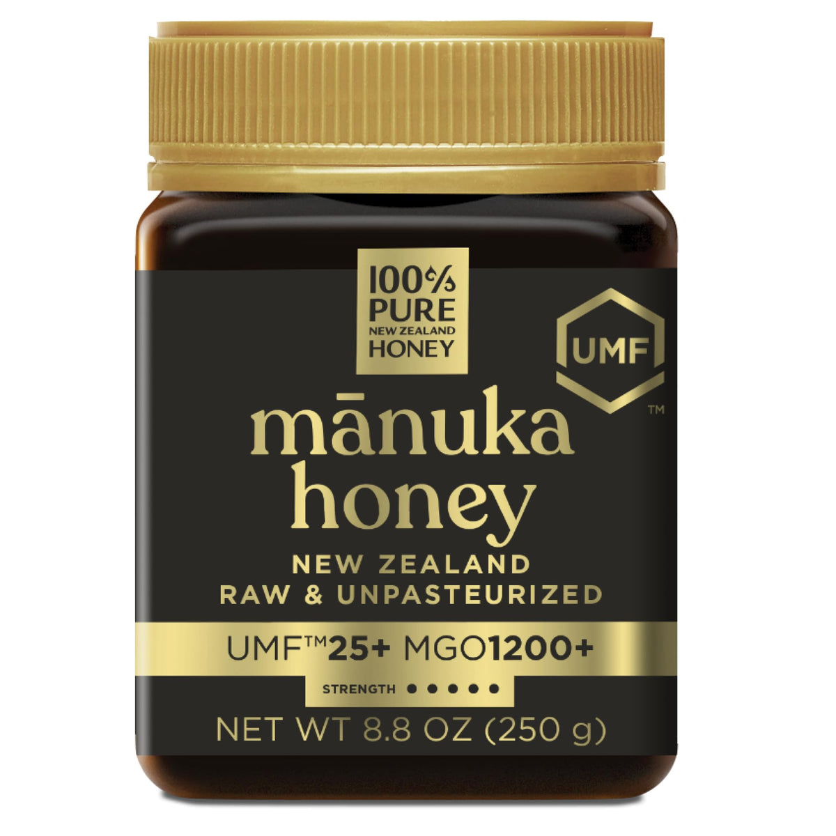 100% Pure New Zealand Honey bottle with Manuka UMF25