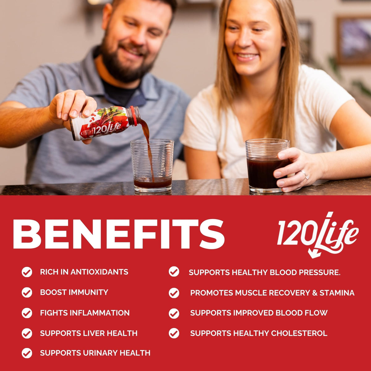 120LIFE Beet Root Juice bottle for natural vitality and daily hydration.