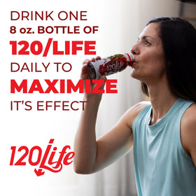 120LIFE Organic Cranberries juice bottle supports a clean vegan routine.