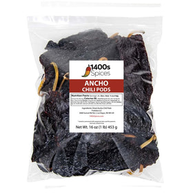 1400s Spices Ancho Chili Whole Dried Peppers ideal for authentic chili bases.