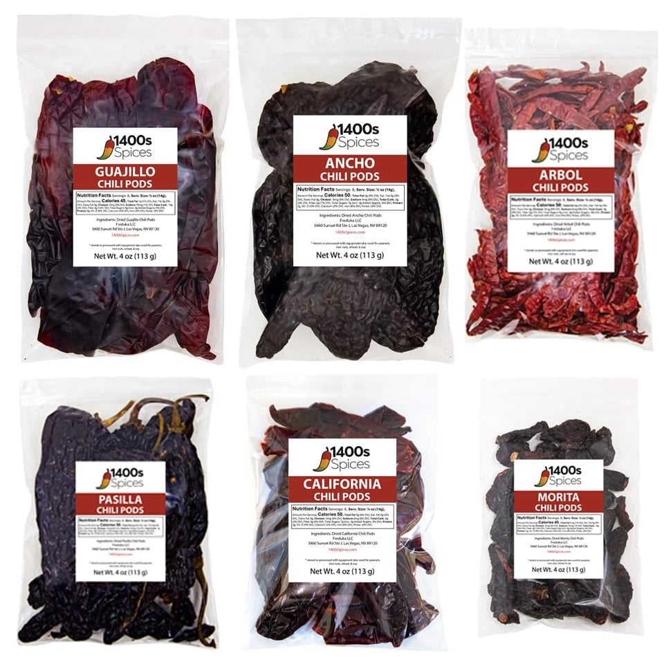 1400S SPICES Guajillo chile whole peppers for bright salsa and birria.