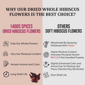 1400S SPICES hibiscus flowers for agua fresca, adding bright tart notes.