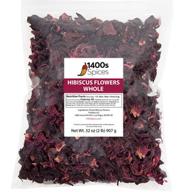 1400S SPICES hibiscus flowers for tea brew, delivering vibrant color and fragrant aroma.
