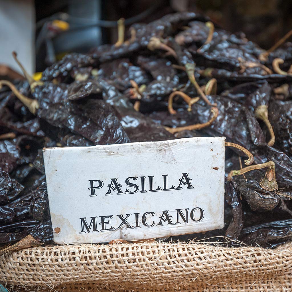 1400s Spices pasilla negro for mole sauce and rich chili flavors.