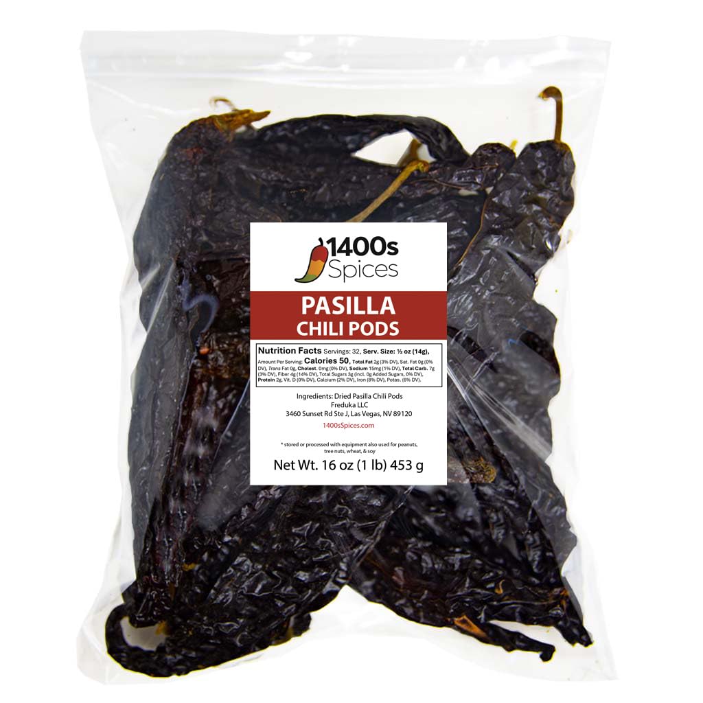 1400s Spices pasilla negro whole dried chiles for authentic Mexican sauces.