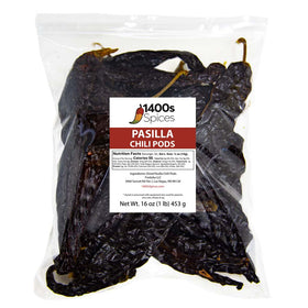 1400s Spices pasilla negro whole dried chiles for authentic Mexican sauces.
