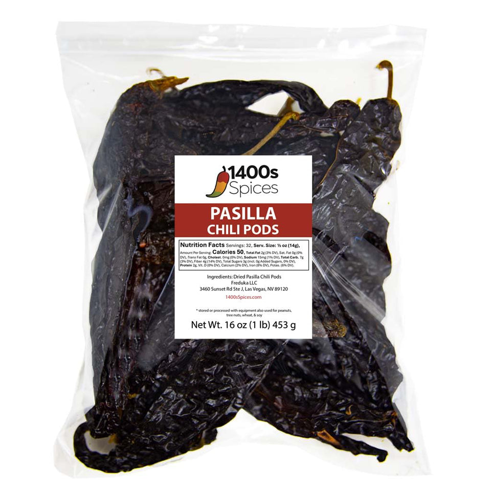 1400s Spices pasilla negro whole dried chiles for authentic Mexican sauces.
