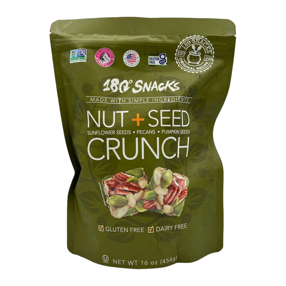 180 Snacks Nut and Seed Crunch front bag view for convenient on-the-go snacking