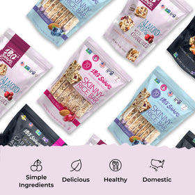 180 Snacks Skinny Rice Bar Cranberry & Almond packaging on shelf for grab-and-go moments.