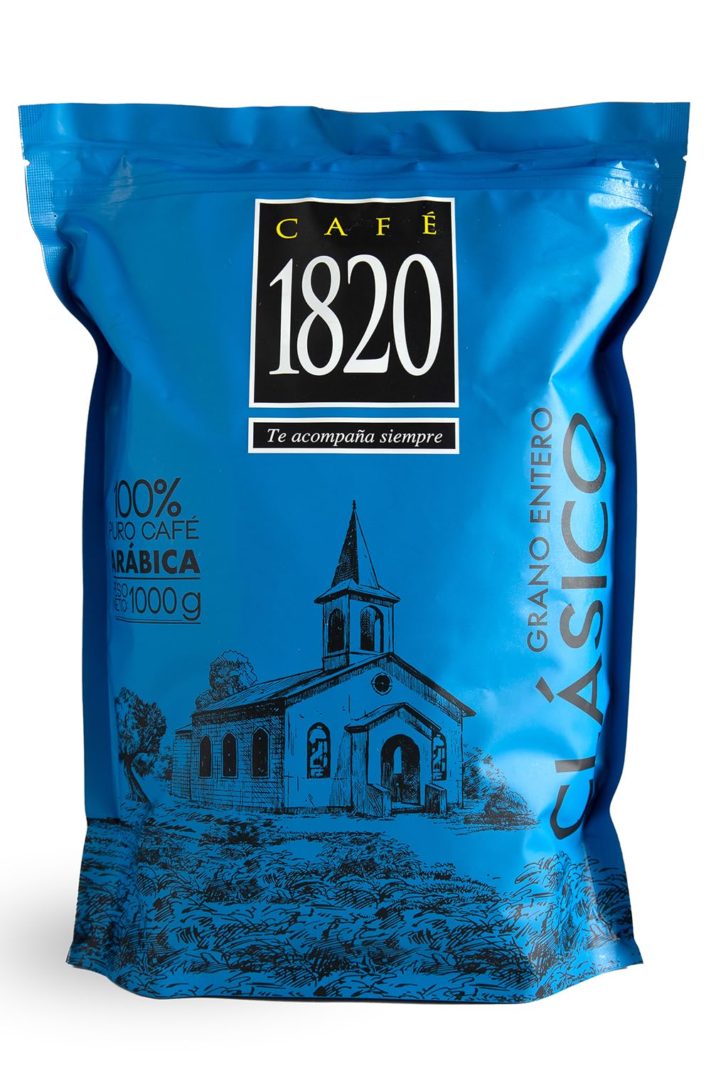 Cafe 1820 whole bean bag highlighting premium freshness for rich brewing.