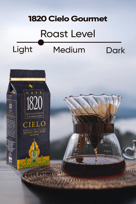 Café 1820 Cielo Gourmet medium roast profile for balanced flavor.