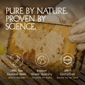 1839 Manuka Honey origin map highlights New Zealand sourcing and traceability.