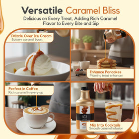 Barista pouring 1883 caramel into a latte for flavor.