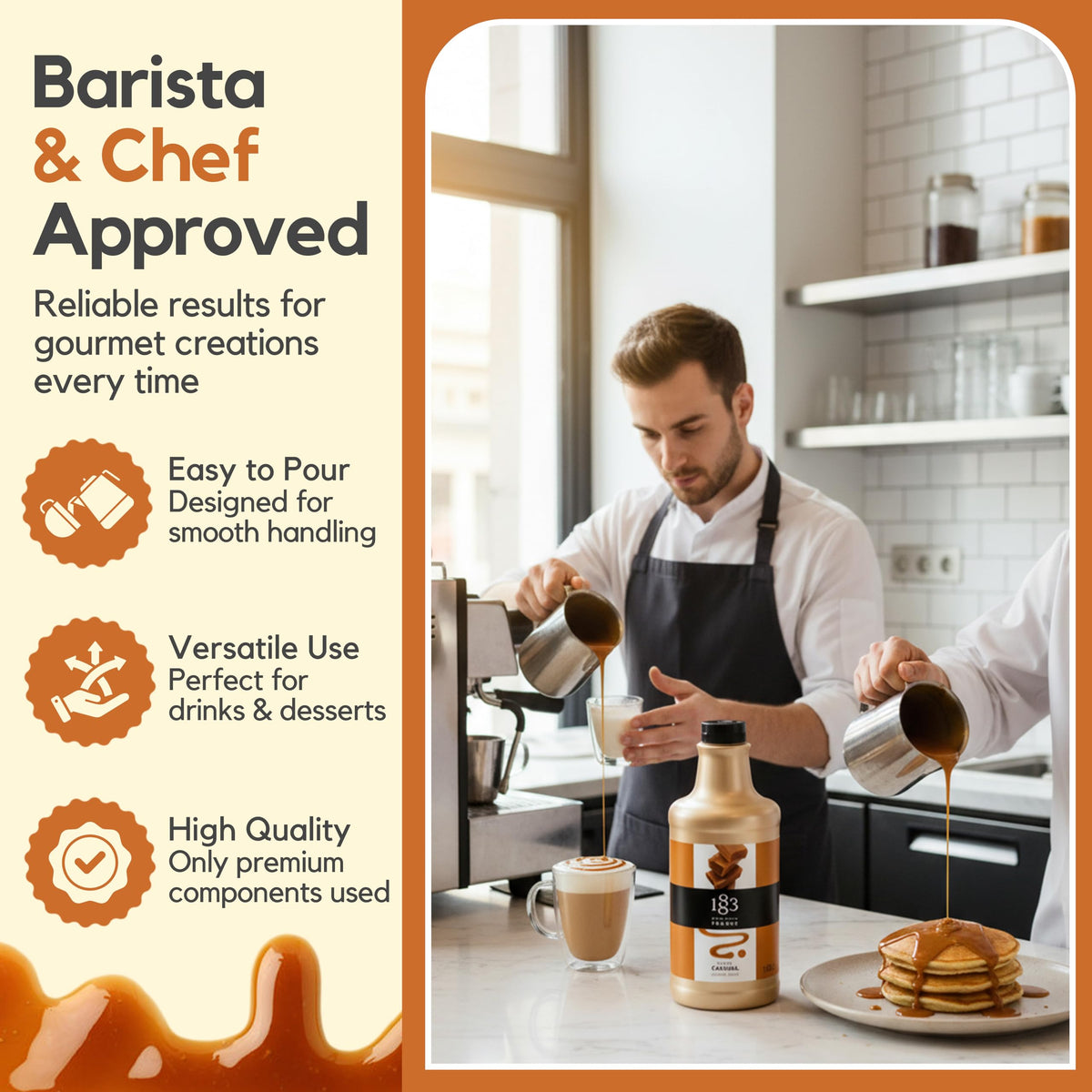 Large 1.89L bottle in a busy kitchen highlighting professional use.