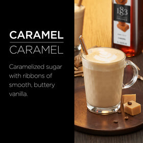 Dessert drizzle with 1883 caramel syrup adds rich caramel notes.