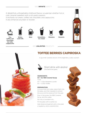 Iced coffee finished with 1883 caramel syrup for a cool sweetness.