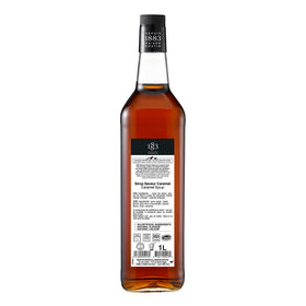 Pouring 1883 caramel syrup creates a silky, even caramel swirl in coffee.