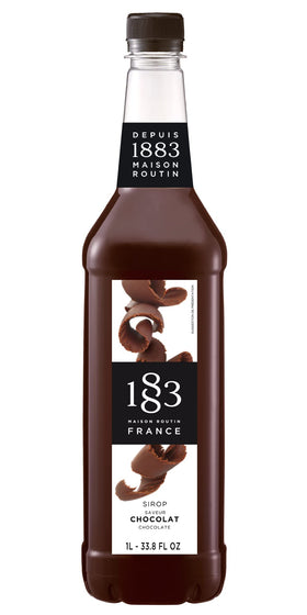 1883 Maison Routin chocolate syrup bottle front showcases premium French flavor
