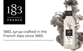 1883 Maison Routin Coconut Syrup label closeup highlighting premium ingredients for drinks.