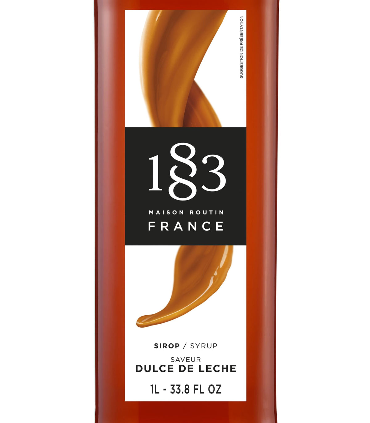 1883 Maison Routin Dulce de Leche Syrup bottle cap closeup emphasizes smooth pour and clean finish.