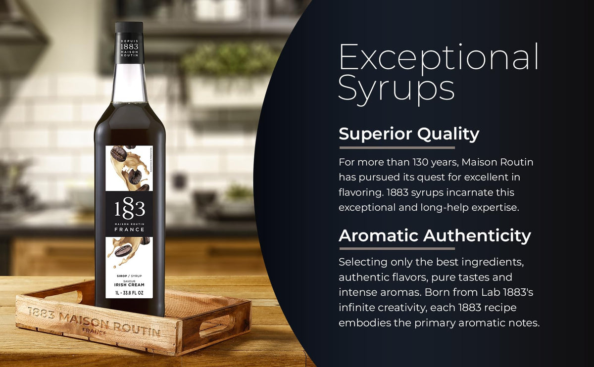Creamy texture swirls into coffee with 1883 MAISON ROUTIN Irish Cream Syrup