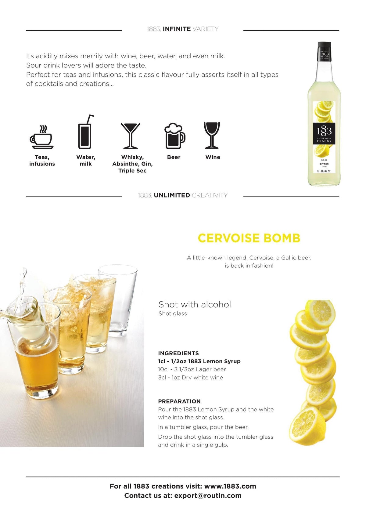 Barista-use 1883 MAISON ROUTIN lemon syrup in coffee beverages
