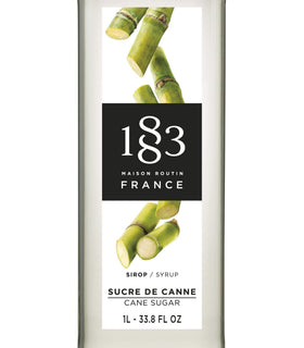 1883 Maison Routin Pure Cane Sugar Syrup label closeup, authentic French quality.