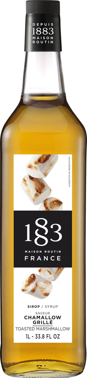 1883 Maison Routin toasted marshmallow syrup bottle showing premium packaging and label
