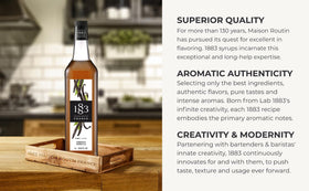 1883 Maison Routin vanilla syrup 1-liter glass bottle on bar