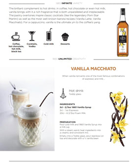 A crafted cocktail featuring 1883 Maison Routin vanilla syrup.