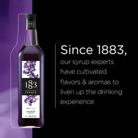 1883 MAISON ROUTIN violet syrup bar setting signals cafe-ready versatility
