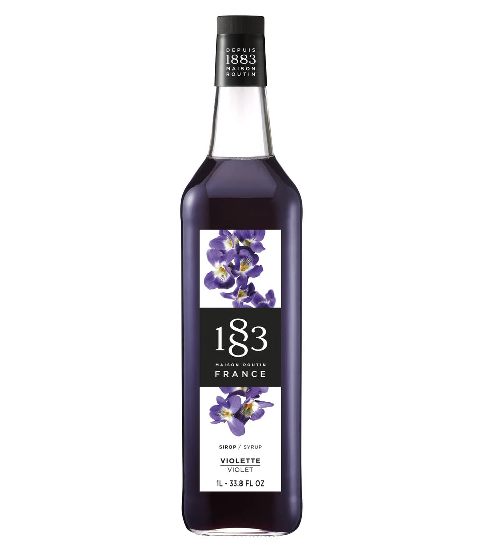 1883 MAISON ROUTIN violet syrup bottle front showcases premium French craftsmanship