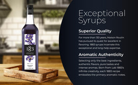 1883 MAISON ROUTIN violet syrup coffee scene enhances flavor