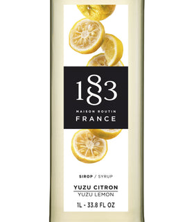 1883 Maison Routin Yuzu Syrup label detail showcases elegant packaging