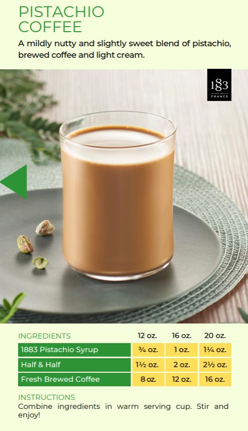 1883 Pistachio Syrup stirred into a milkshake for creamy flavor