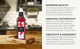 1883 Raspberry Syrup drizzle over dessert for glossy berry flavor.
