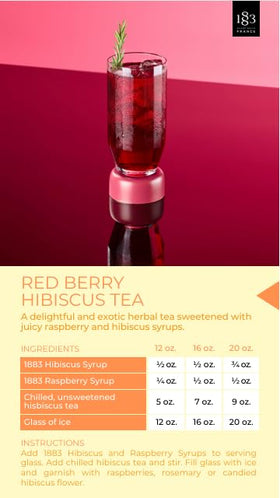 1883 Raspberry Syrup latte adds berry aroma and sweetness.