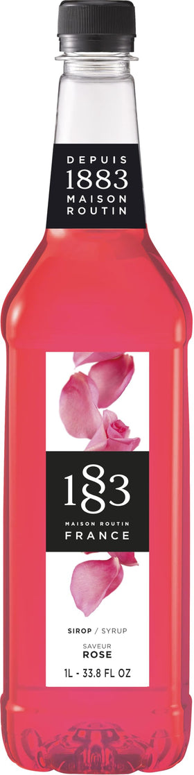 1883 Rose Syrup bottle front, elevating drinks with refined French flavor