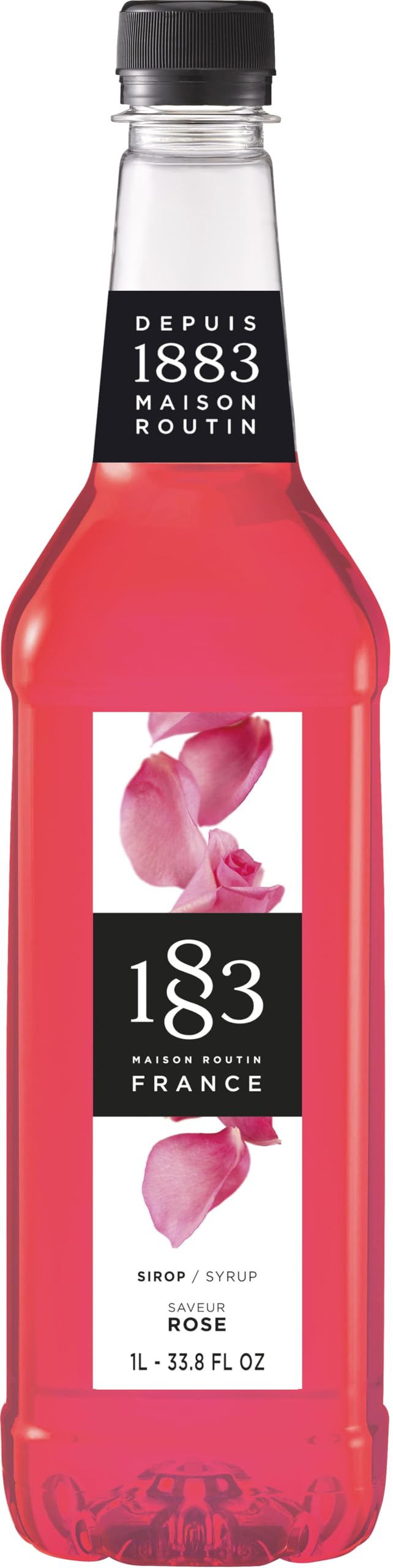 1883 Rose Syrup bottle front, elevating drinks with refined French flavor