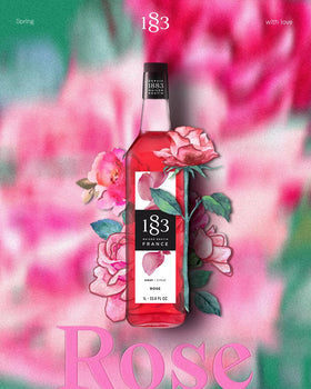 1883 Rose Syrup pour-spout ready to flavor beverages precisely