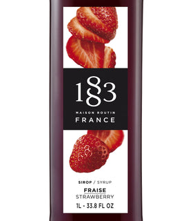 1883 Strawberry Syrup cap closeup showing premium packaging