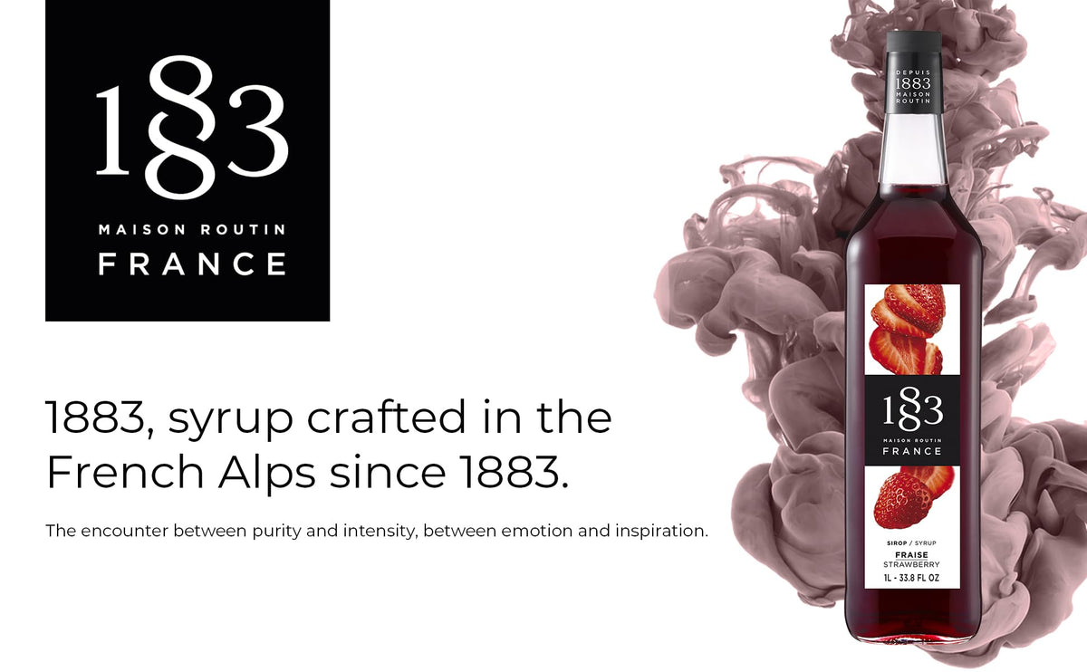 1883 Strawberry Syrup dessert topping adds strawberry notes