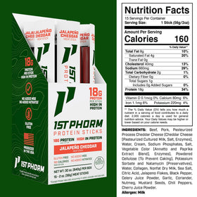 1st Phorm Meat Sticks with 18g protein per stick, ideal for workouts