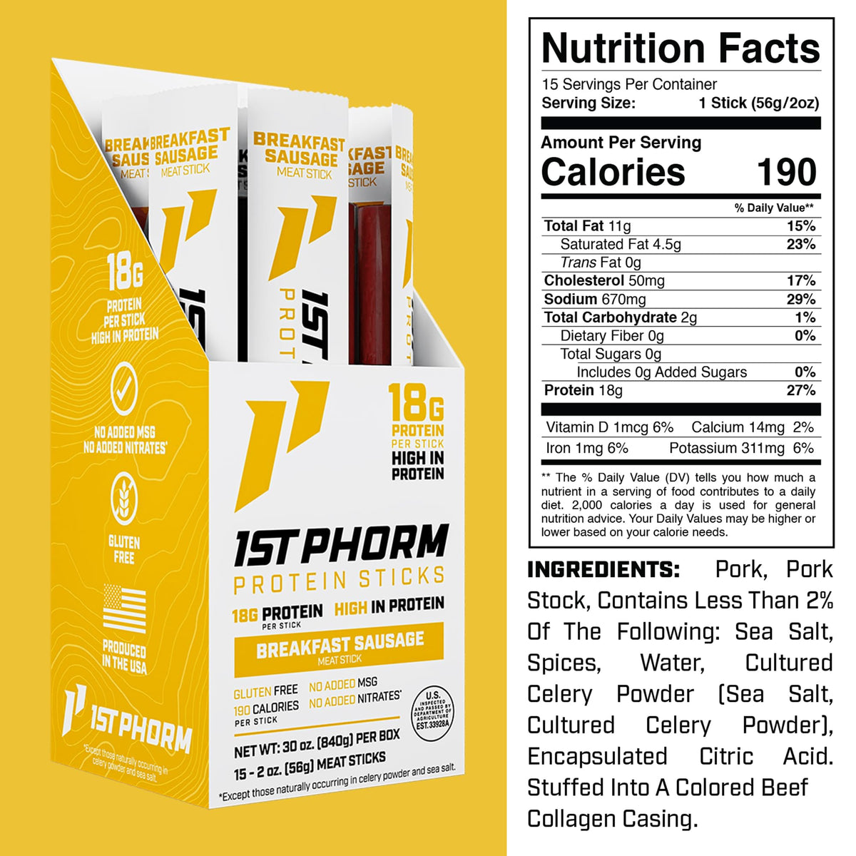 1st Phorm Meat Sticks portable snack shows convenient on-the-go protein.