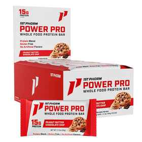 1st Phorm Power Pro Bar packaging shows gluten-free, on-the-go protein snack.