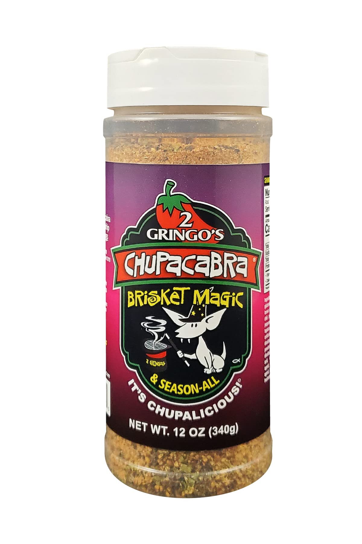 2 Gringos Chupacabra Brisket Magic bottle showing bold flavor for meat