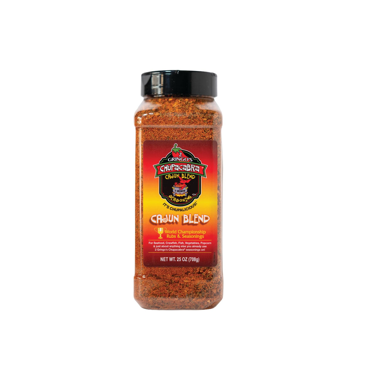 2 Gringos Chupacabra Cajun seasoning bottle front view for bold flavor